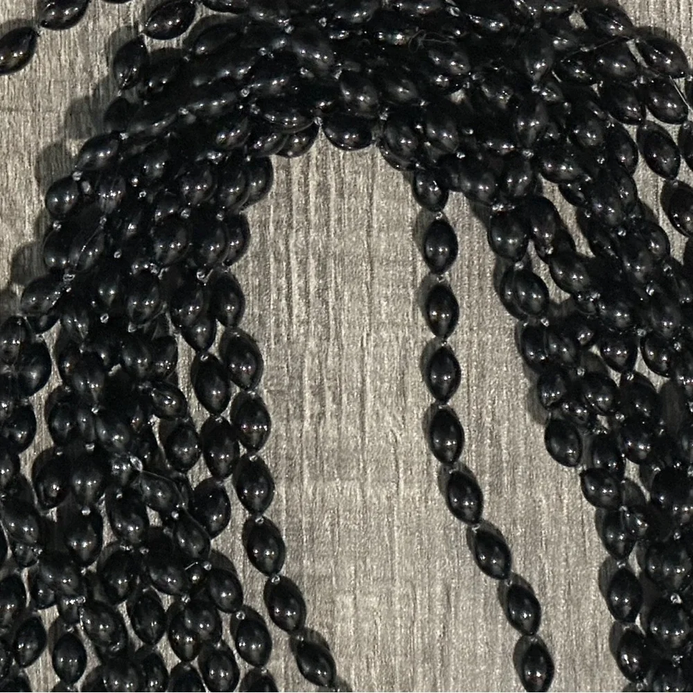 💞 New 12-Pack Black Oblong Party Bead Necklaces